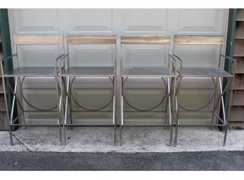 Set Of 4 Industrial Metal Bar Chairs