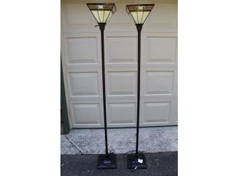 Pair Of Stain Glass Floor Lamps