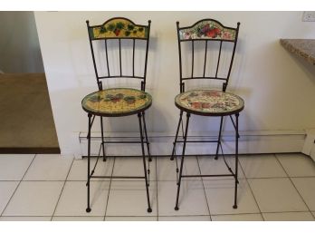 Pair Of Mosaic Kitchen Counter Chairs