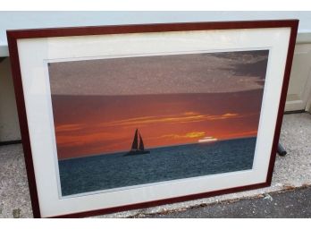 Framed Sailboat At Sunset Photo