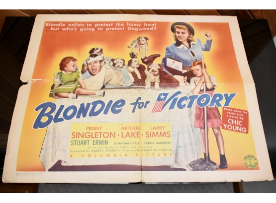 Original 'Blondie For Victory' Movie Poster From Paramount Archives 27 X 22