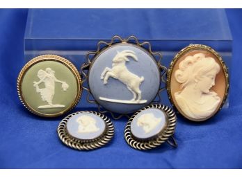 Wedgewood Cameo Brooch Blue Color Lot