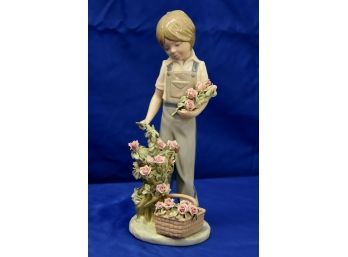 Lladro Boy And Flowers