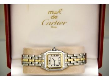 Authentic Cartier 'Panthere De Cartier' 18k Yellow Gold & Stainless Steel Watch