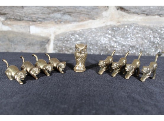 Miniature Brass  Animal Collection Cats, Dogs & Owl