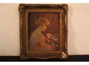 Antique 19th-century Framed Oil On Board By F. Szekely Hungarian Artist