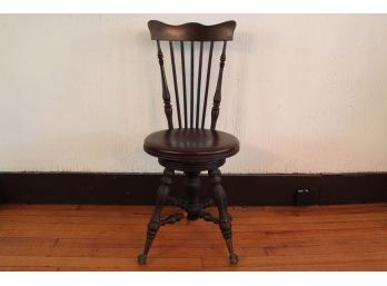 Vintage New York Piano Stool & MFG Co. Ball And Claw Foot Swivel Piano Chair
