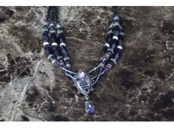 Blue Costume Jewelry Necklace (J#8)