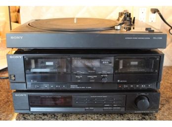 Sony Automatic Stereo Turntable System, Casette Deck & Tuner (Missing Wires)