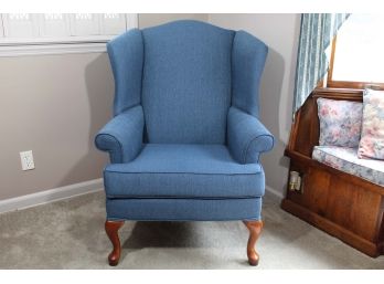 Excellent Condition Blue Wingback Chair 2 Of 2