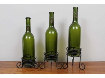Bottomless Bottle Candle Holders (One Is Cracked)
