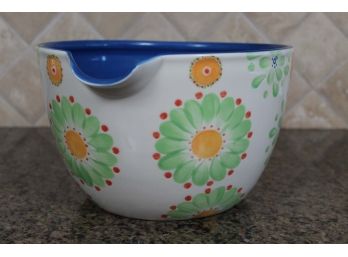 Large Biscuit Flower Decorated Bowl/Pitcher