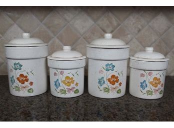 Set Of Floral Painted Jars