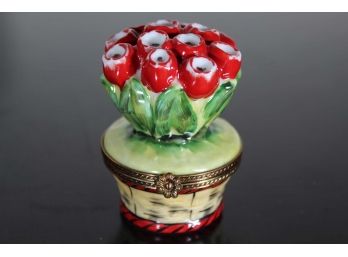 Limited Edition Limoges Red Tulips Trinket Box