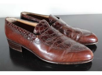 Brown Crocodile Leather Shoes Men's Size 8
