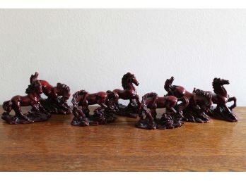 Set Of Miniature Wooden Horse Figurines