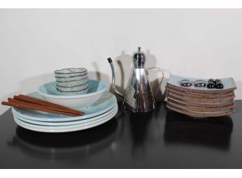 Royal Stafford Plates With Dipping Bowls, Trays & Chopsticks