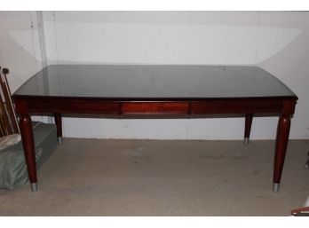 Mahogany Table With Metal Tipped Legs