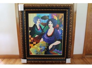 Large Framed Oil Painting Of Two Women By Israeli Artist 'Patric'