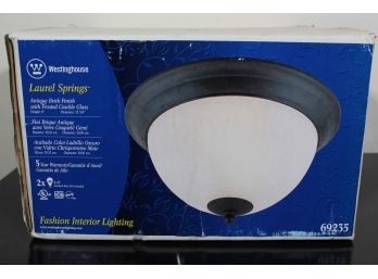 Westinghouse Laurel Springs Frosted Crackle Glass Ceiling Light W/ Brick Finish