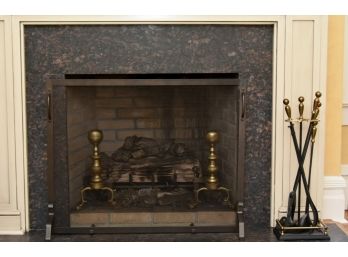 Fireplace Tools, Screen And Andirons