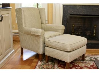 Custom Fabric Side Chair And Ottoman