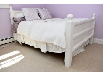 Pottery Barn White Wood Full Bed With Bedding And Mattress