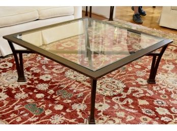 Metal With Beveled Glass Top Coffee Table 41.5 X 41.5 X 17