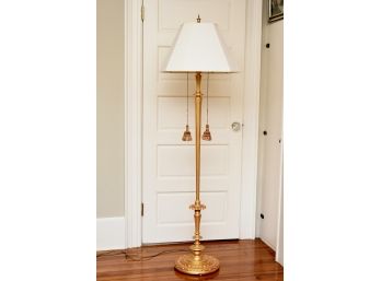 Amazing Gold Leaf Floor Lamp With Hanging Tassels