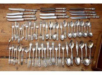 Antique Sterling Silver Flatware Set With Storage Box  2350 Grams Total Weight (Set 2)