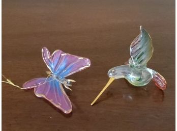 Colored Glass Butterfly And Bird