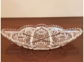 Vintage Cut Glass Crystal Oval Dish