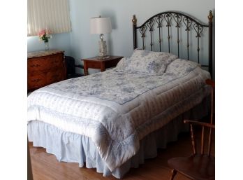 Lovely Wrought Iron Full Bed With Bob O Pedic Mattress And Bedding