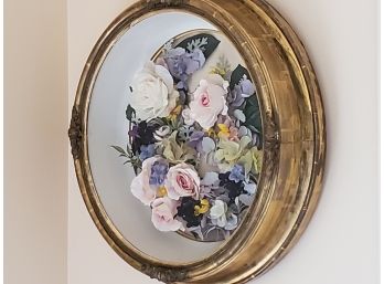 Gorgeous Faux Flower Shadow Box 21' Round Wall Hanging