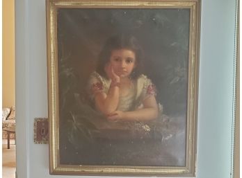 Emily Stregan 19th Century Oil On Canvas Portrait Of Girl 26 X 31