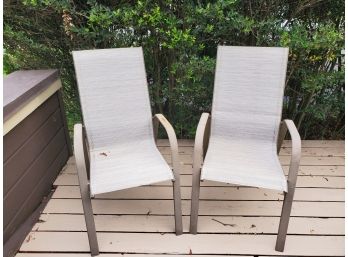 Pair Outdoor Stacking Chairs