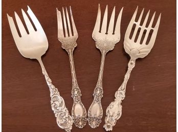 Antique Sterling Silver Serving Forks 383 Grams