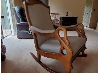 Outstanding Antique Gooseneck Maple Rocking Chair  24 X 34 X 41