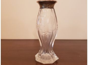 Antique Jacobi & Jenkins Silver And Wheel-Carved Glass Vase