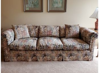 Custom Floral Sofa By Emanuel 7 Feet Wide Excellent Condition