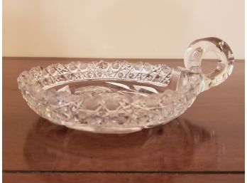 Vintage Cut Glass Crystal Dish With Handle