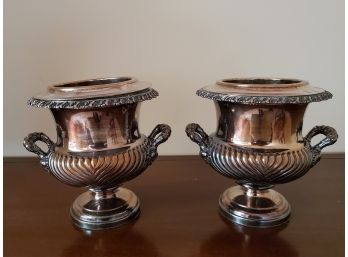 Pair Of Outstanding Silver Plate Urns