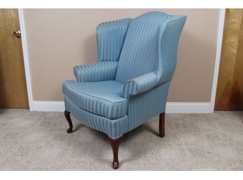 Blue Striped Wingback Armchair