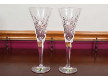 Pair Of Waterford Crystal Health Toasting Flutes