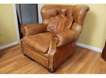 Lovely Distressed Leather Oversized Side Chair
