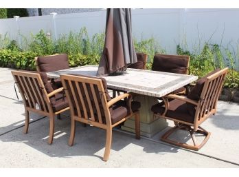Gorgeous Veranda Classics Teak Outdoor Chairs And Tile Top Table