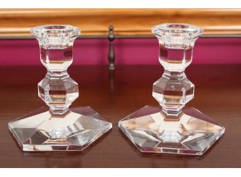 Val St. Lambert Crystal Candle Holders
