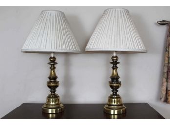 Pair Of Brass Colored Table Lamps