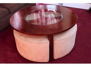 Fabulous Round Coffee Table With Hidden Stools