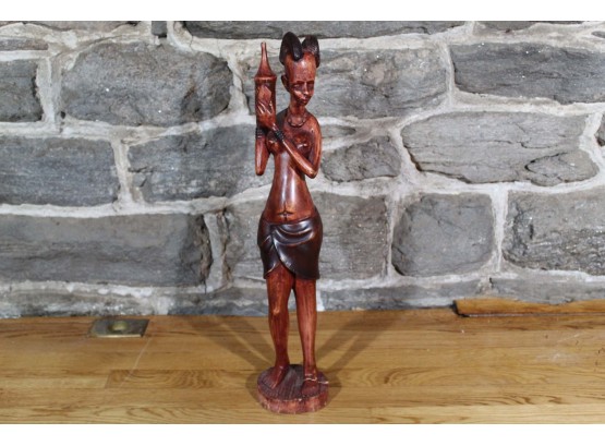 Carved Wooden Tribal Woman Statue